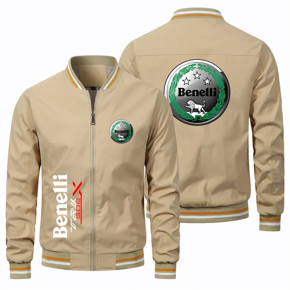 Men's Fashionable Bomb Jacket with Benelli Motorcycle for Spring Outdoor Leisure Windproof Oversized Men's Clothing New