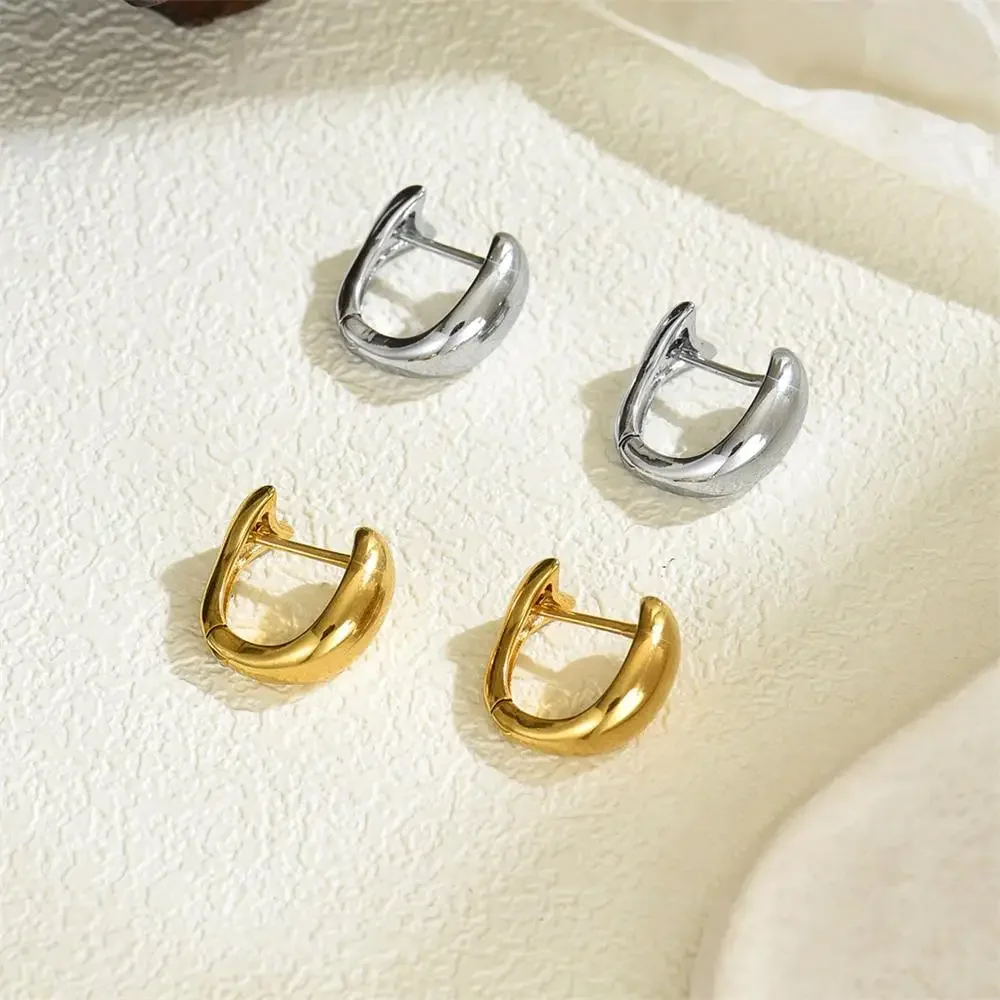 Chubby Dome Small Hoop Earrings for Women Polished Waterproof 18K Gold Plated Lightweight Huggie Ear Buckle Charm Jewelry Bijoux