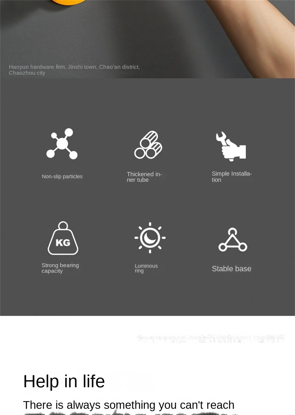 Description Picture 4 of itemSupport Handle Thickened Luminous Handrail Bar Safety Stainless Steel Grab Bar For Bathroom Bathroom Tub Toilet Handrail