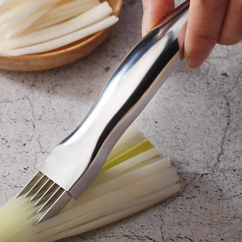Kitchen Shred Silk The Knife, Stainless Steel Chopped Green Onion Knife, Curved Handle Design, Food Speedy Chopper Green Onion - 2