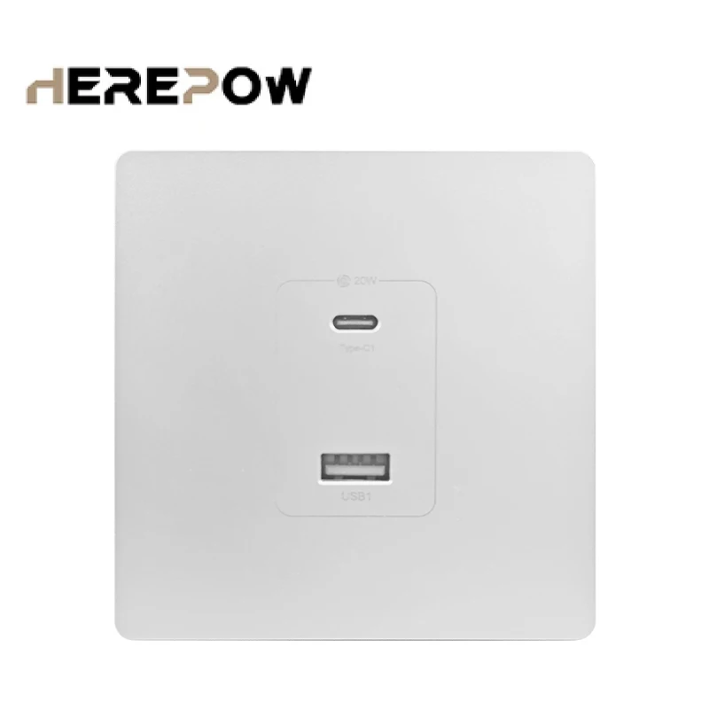 Herepow مقبس الطاقة الجداري مع المزدوج USB Typec أربعة منافذ شحن سريع واجهة 20 واط 3A 220 فولت الأجهزة المنزلية الذكية محول القابس