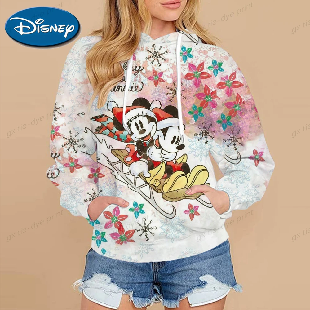 

Woman Disney Mickey Print Pullovers Clothing Ladies Spring Autumn Christmas Hoodies Womens Female O-neck Casual Sweatshirts