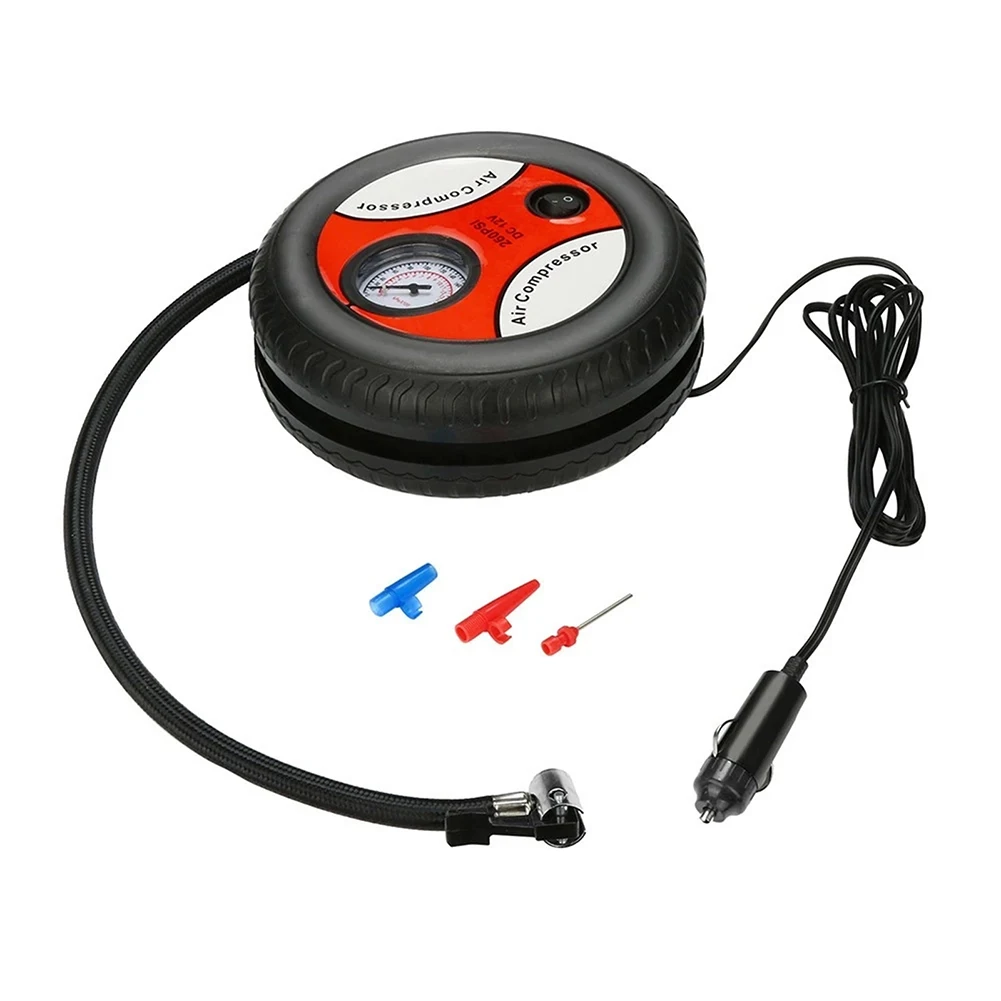 

Efficient Tyre Inflator Pump 12V Portable Air Compressor Wheel Suitable for Car Tires Balls Hovercrafts 260 PSI