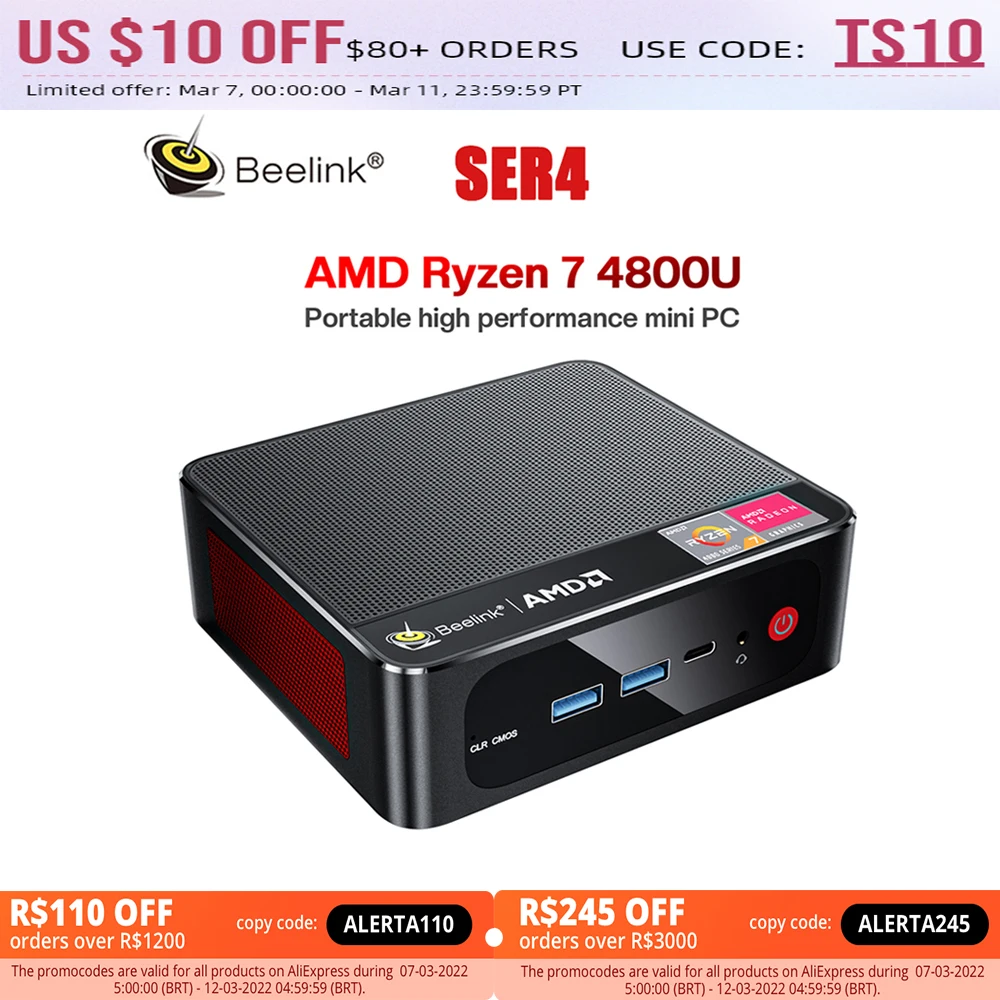 2022 Beelink SER4 Мини ПК Ryzen 7 AMD 4800U Windows 11 Kingston DDR4 NVME SSD 16 Гб ОЗУ 500 WIFI6 BT5.0 мини игровой
