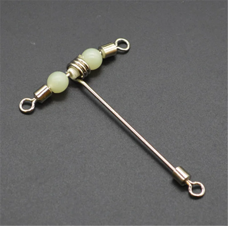 T-shape fishing swivels rolling swivel with pearl  luminous 3 way connector 