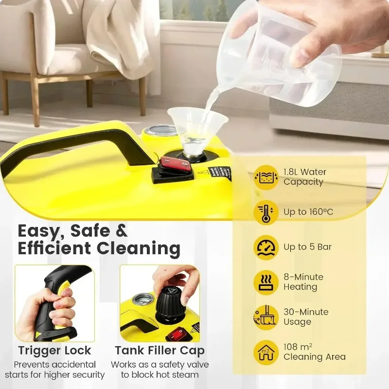 Car Steam Cleaner Large Capacity Steam Cleaner Portable Steam Cleaning Machine for Home Kitchen Window Car and Business Electric 4