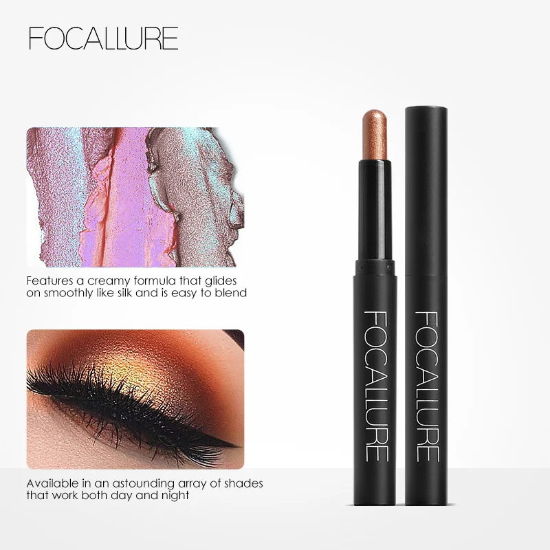 FOCALLURE 24 Colors Eyeshadow Stick Waterproof Eye Shadow Pen Eyes Highlighter Cream Pencil For Women Beauty Makeup Cosmetics