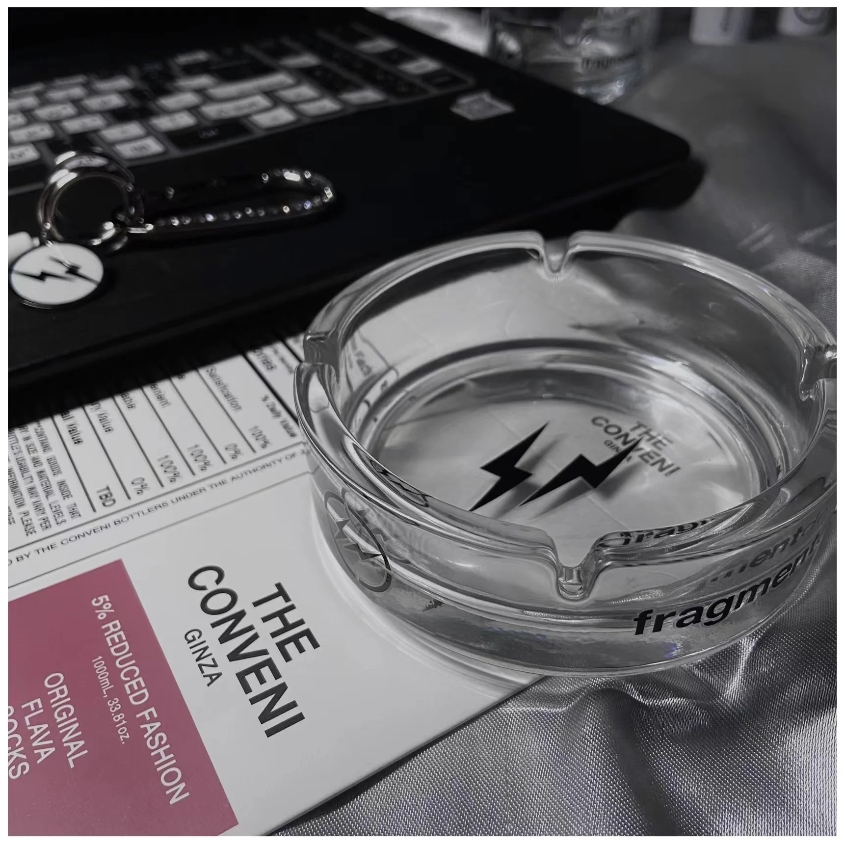 

Large transparent round glass ashtray trend Fujiwara Hiroshi light luxury Nordic simple ins style creative personalized gift