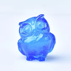 Elevate Your Space: Hand - Carved Natural Crystal Owl Ornament (Blue opal)