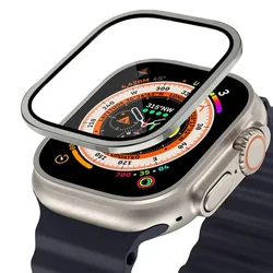 Premium Metal Alloy Protective Case with HD Tempered Glass Film for Ultra 3 2 1 49MM (Titanium gray)