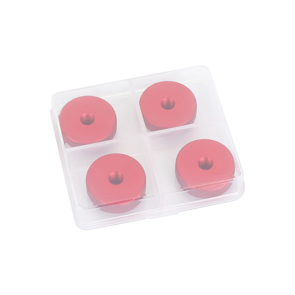 1/4"-20 Female Thumbwheel Lock Nut Adapter Red/Blak 4-Pack Screw Kit For Camera