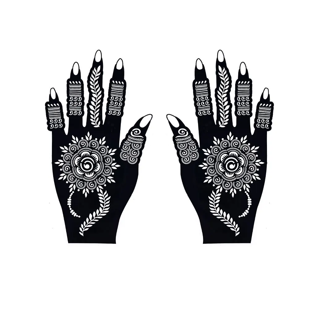 Henna tattoo stencils 2pcs Flower Tattoo Template for Women Hand Body Art Henna Temporary Tattoos for Ramadan Festival