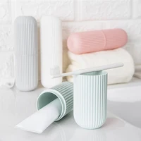 Travel Toothbrush Box Vertical Stripe Portable Mouthwash Cup Brushing Cup Washing Cup Toothware Box Toothpaste Storage Cartridge 2