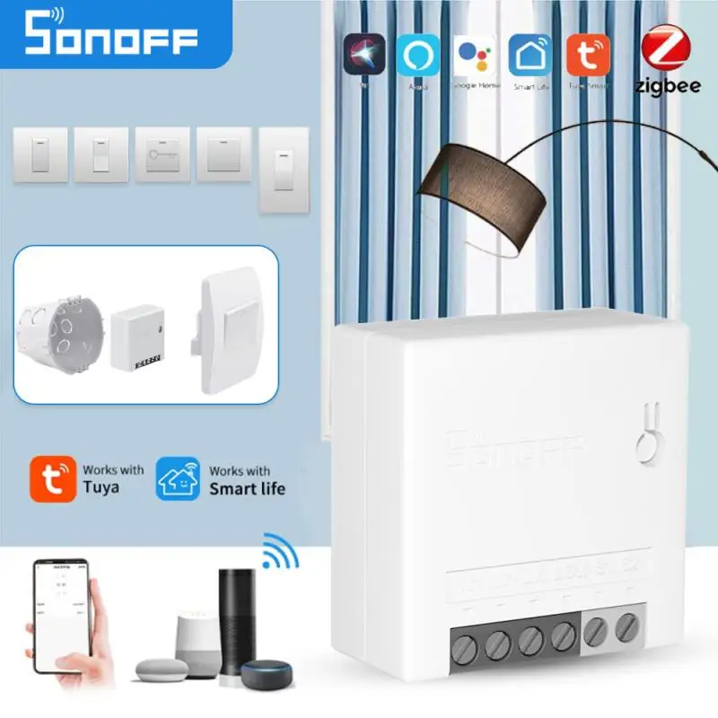 

SONOFF MINIR2 Wi-Fi переключатель DIY Mini R2 двухсторонние модули EWeLink APP беспроводной пульт дистанционного управления работает с Alexa Alice Echo Google Home