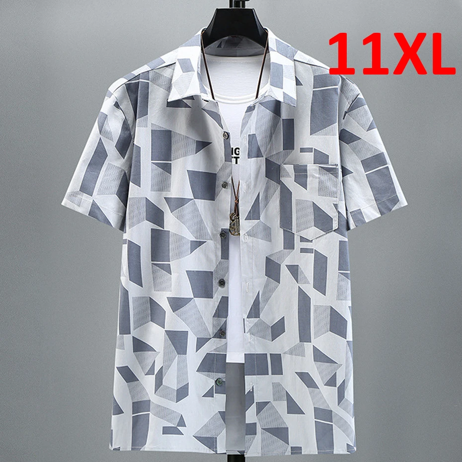 

Plus Size 10XL 11XL Shirts Men Summer Short Sleeve Shirt Hip Hop Streetwear Hawaiian Beach Shirt Male Big Size 11XL