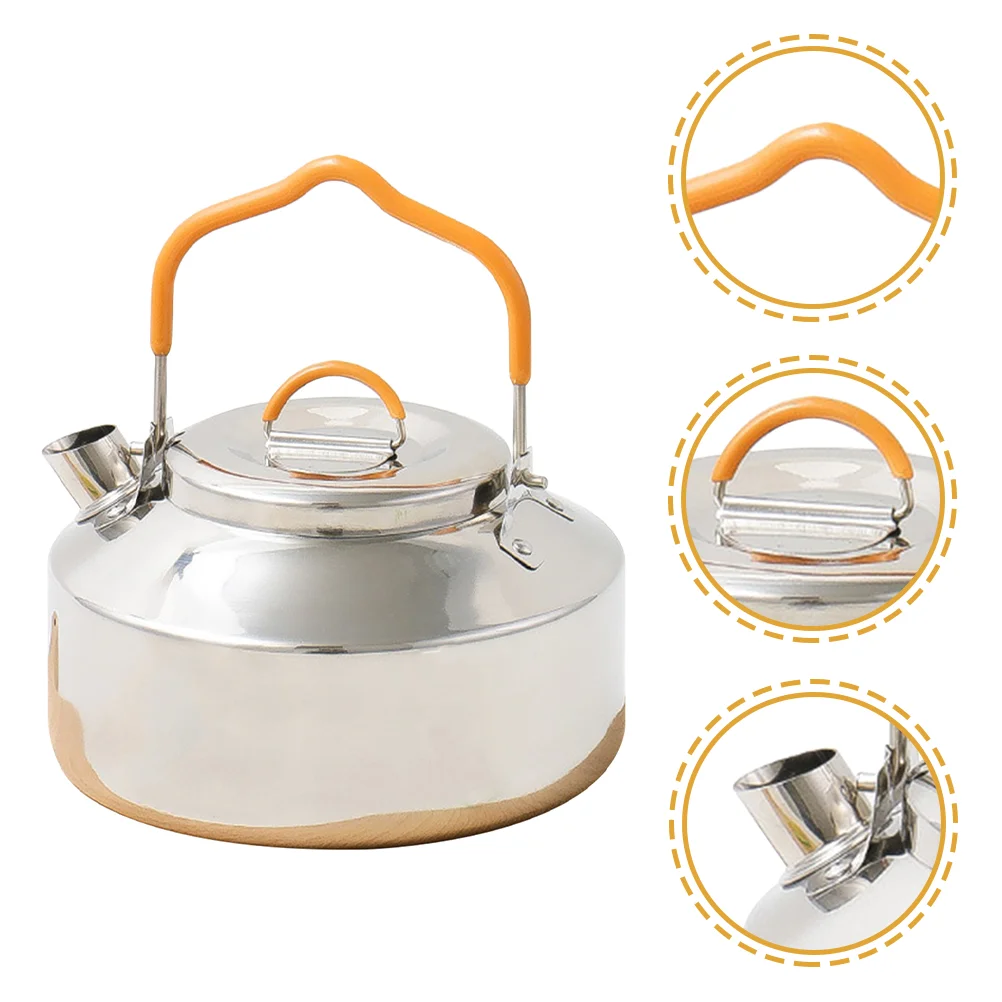 

Stainless Steel Camping Pot Kettle Whistling Tea Water Handheld Picnic Convenient Stovetop Handle