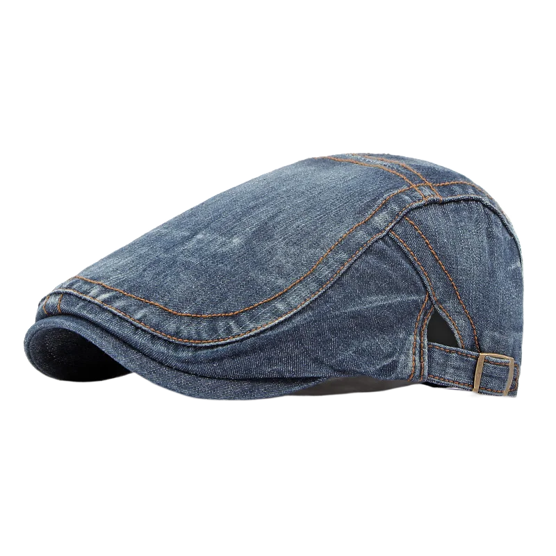 

Men Beret Denim Cotton Buckle Adjustable Newsboy Hats Cabbie Gatsby Cap Flat Driving Caps Vintage Kpop Irish Free Shipping