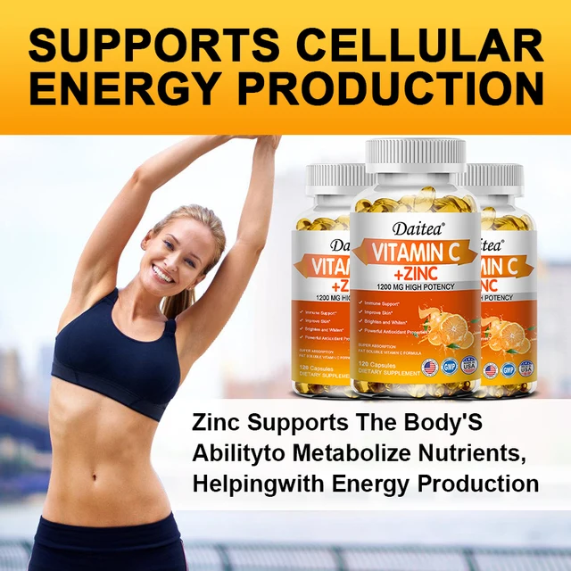 1486-4e0dd5.jpg Vitamin C + Zinc Capsules - Immune System Booster Antioxidant Helps Improve Skin Brightening Supports Cellular Energy Production