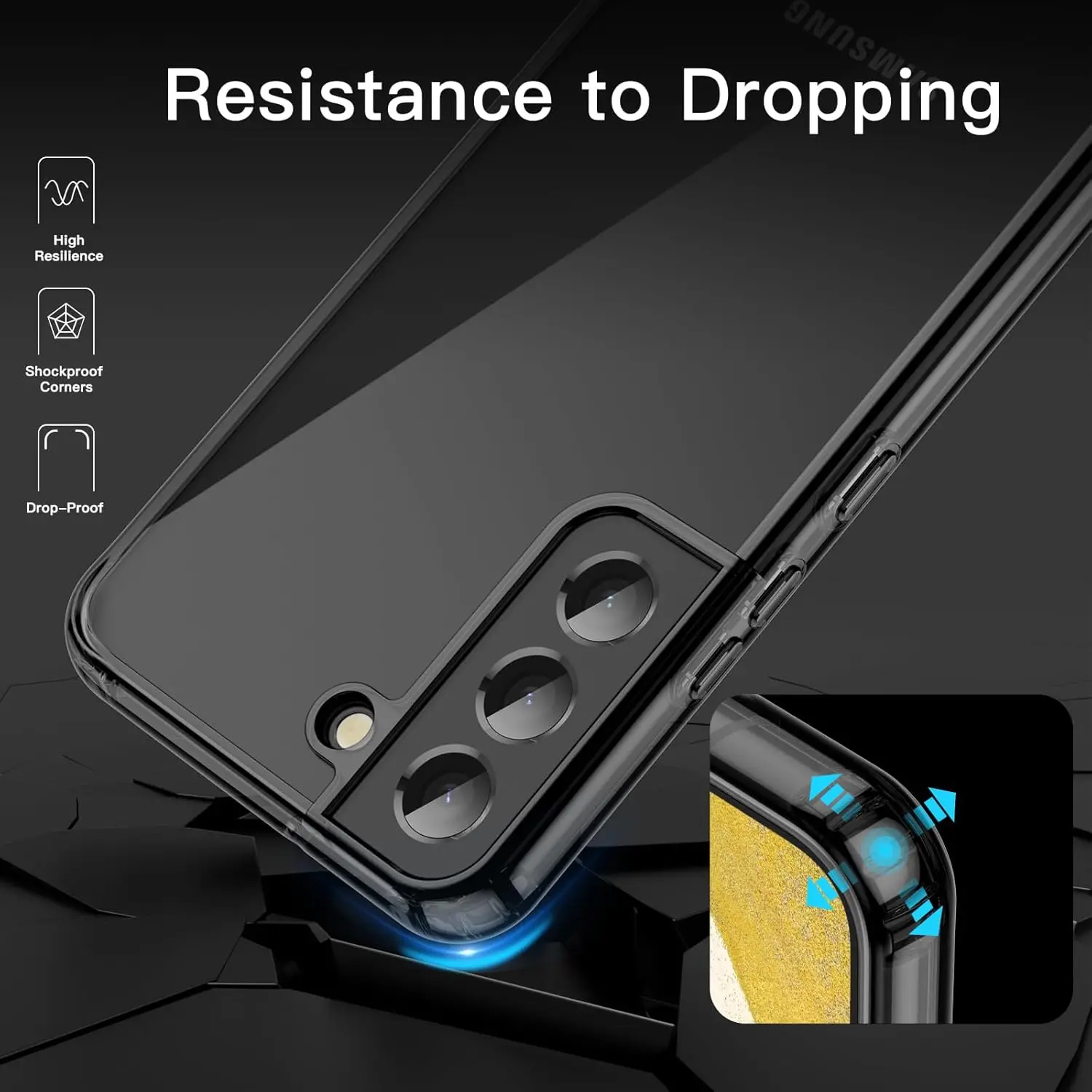 Case for S22 5G 6.1-Inch, Non-Yellowing Shockproof Bumper Protective Phone Cover, Anti-Scratch Hard PC Back (Clear)