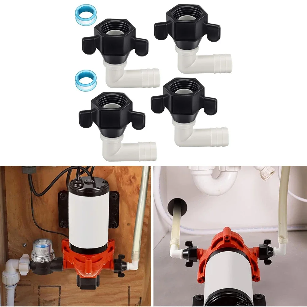 1/2x1/4 Barb Elbow And Straight Swivel RV Water Pump Fittings With Sealing Tape Nylon Rotatable Design Water Pump Fitting