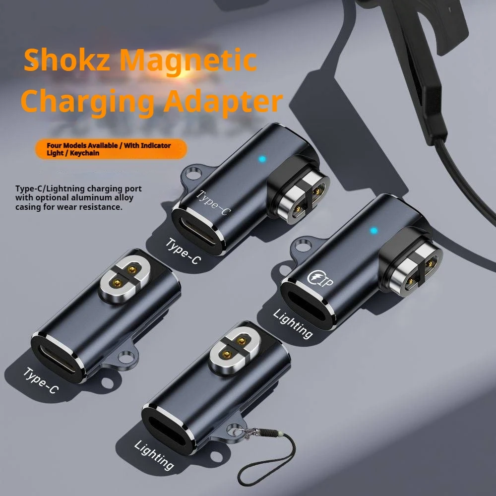 USB C/iOS용 Shokz 헤드폰용 마그네틱 어댑터 충전 케이블 어댑터 90도..