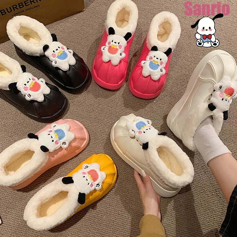 

Sanrio Pachacco Kawaii Cartoon Cotton Shoes Fall and Winter Thick-soled Boots Outdoor Waterproof Anti-cold Fall and Winter Shoes