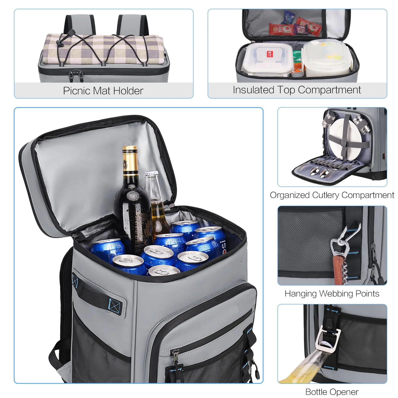 30L Large Waterproof Insulated Cooler Backpack for Men & Women Leak Proof Cooler Backpack Cooling Thermal Bag for Camping Picnic