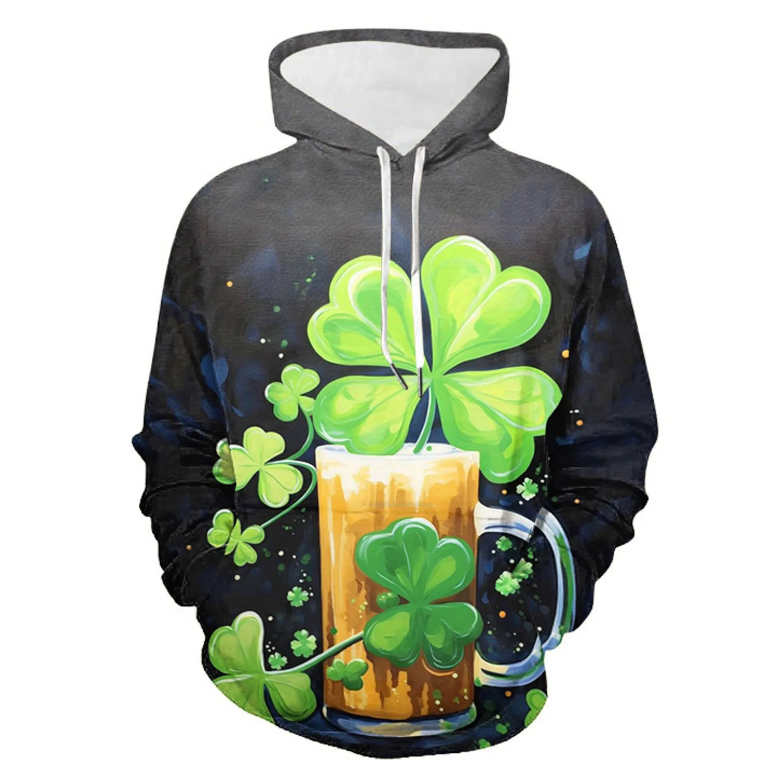 

Mens Long Sleeve Fashion Casual 3D Printed Hooded Pullover Sweater Top