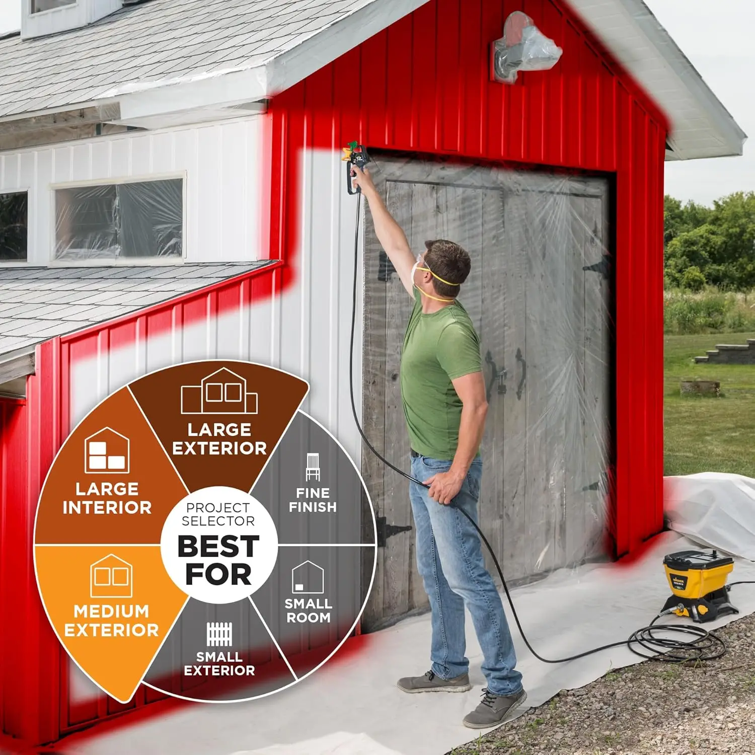 Wagner Spraytech Control Pro 130 High Efficiency Airless Paint Sprayer with T2 Gun, Low Overspray, Yellow