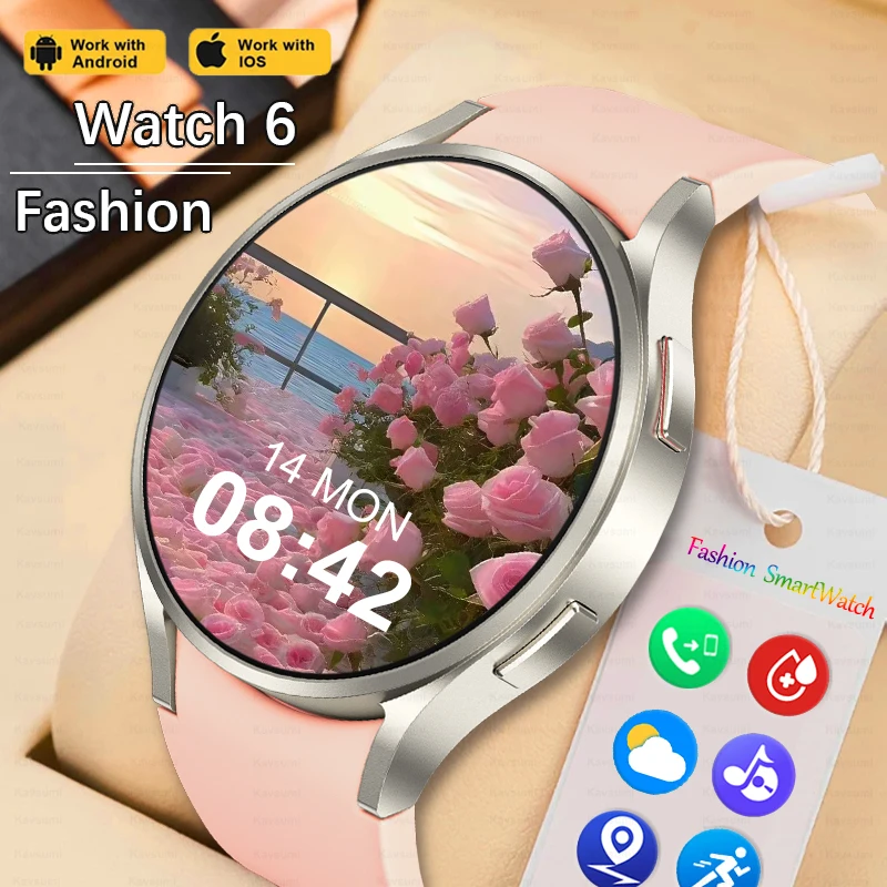 

2024 New Watch 6 Fashion Smart Watch Bluetooth Call Women Custom Dial AMOLED Screen GPS Movement Tracking Sports Smartwatch Men