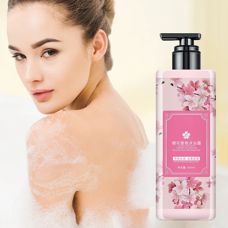 Sakura Lasting Fragrance whitening Body Wash Shower Gel for Dark Skin Care Exfoliating Deep Clean Dirt Oil Control Moisturizing