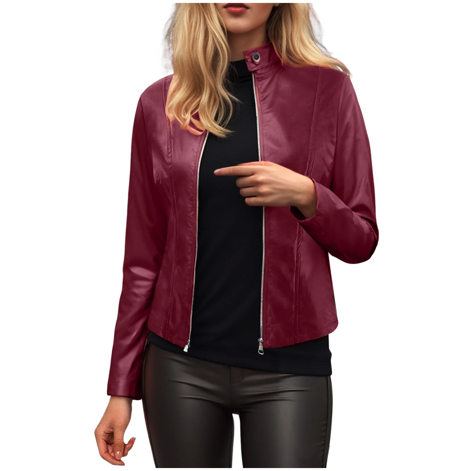 Women’s Slim Fit Faux Leather Moto Jacket