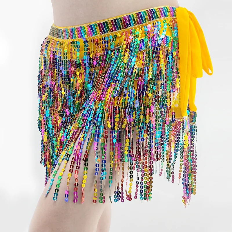 

Hots Women Belly Dance Skirts Halloween Christmas Sequin Tassel Skirt Hip Scarf Mini Short Fladas Mujer Girl Performance Clothes