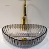Light Luxury Transparent Bathroom Sinks for Kitchen Modern Glass Above Counter Basin Unique Special Designer Sink for Hotel 2