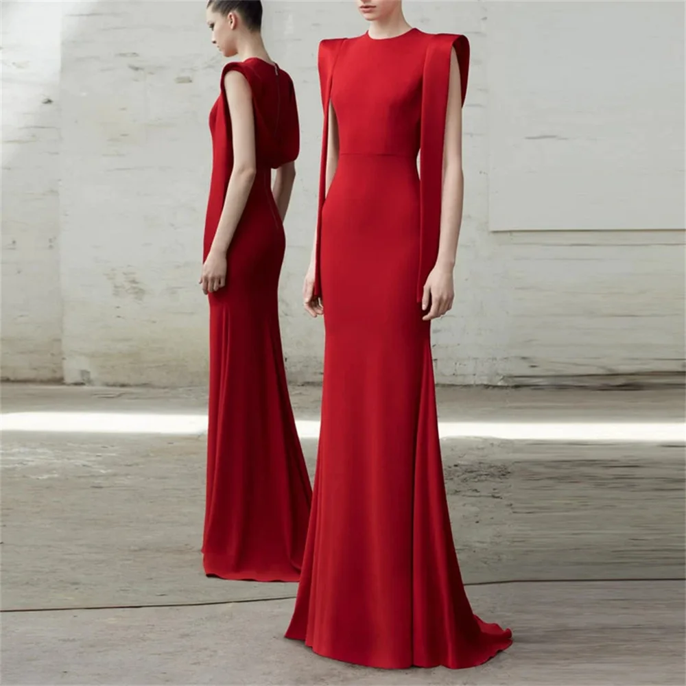 

LUNAFLEYA Classy O Neck Sleeveless Pleat Elegant Mermaid Long Evening Dress For Woman Floor Length Fashion Classy Prom Gown