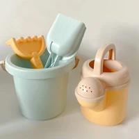 Children's beach toy straw beach bucket set can be loaded with sand digging tools to water flowers outdoor wheat straw toys. 2