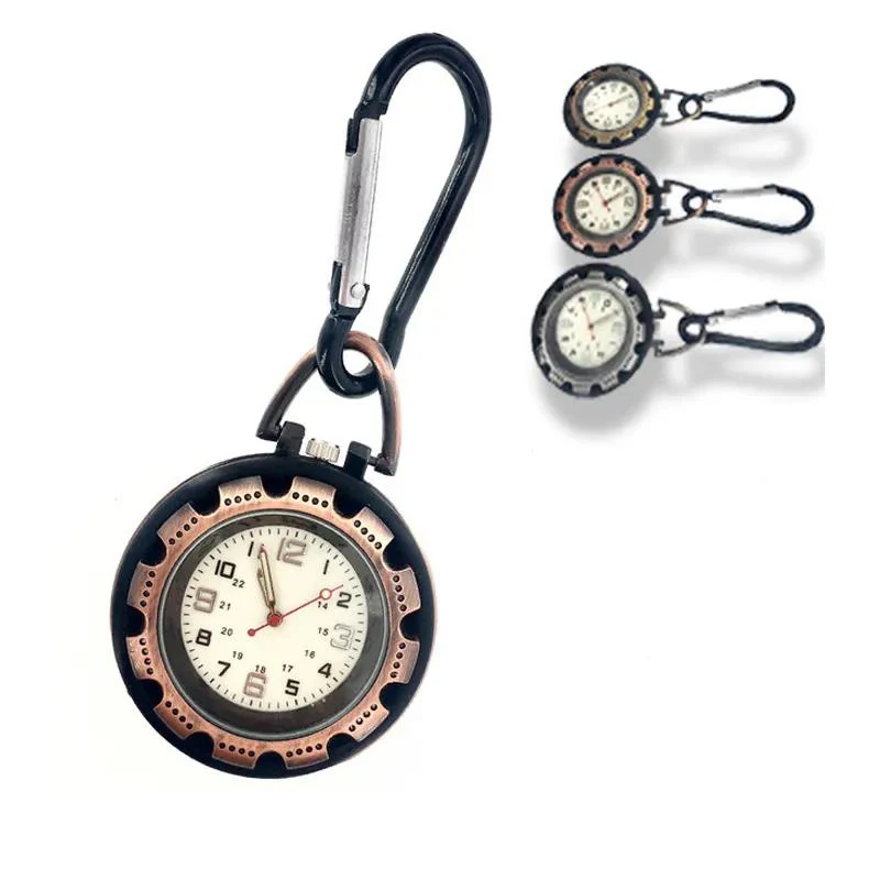 

Antique Clip Carabiner Watch Sport Fob Hook Clock Luminous Pocket Nurse Fob Backpack for Hikers Mountaineering Outdoor Unisex