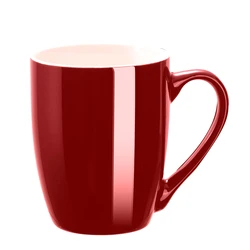 Elegant 350ml Ceramic Coffee Mug - Microwavable Black and Red Design (Red)