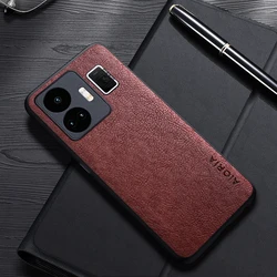 Luxury Leather Business Phone Case - Simple Design Cover for Realme GT Neo 5 (Coffee)