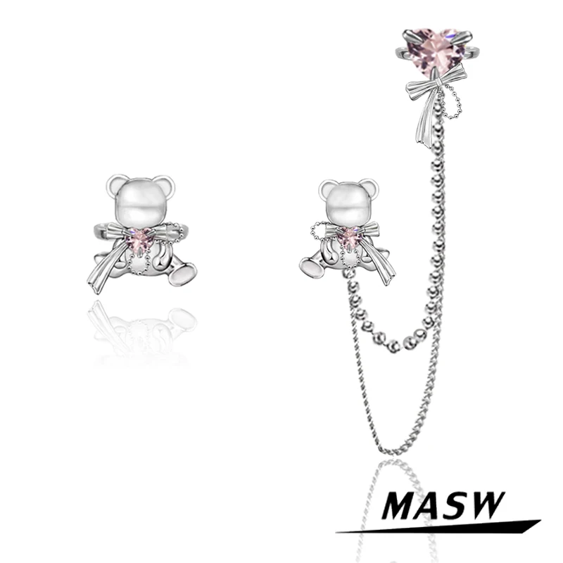 

MASW Original Design Little Bear Earrings Jewelry Hot Sale High Quality Brass Asymmetrical Earclip Earcuff Earrings For Women