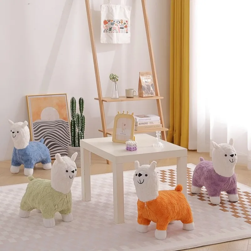 

Alpaca Shape Stool Living Room Changing Shoes Stool Leisure Stools Cartoon Pet Simple Modern Animal Stools Ottomans Bench Pouf