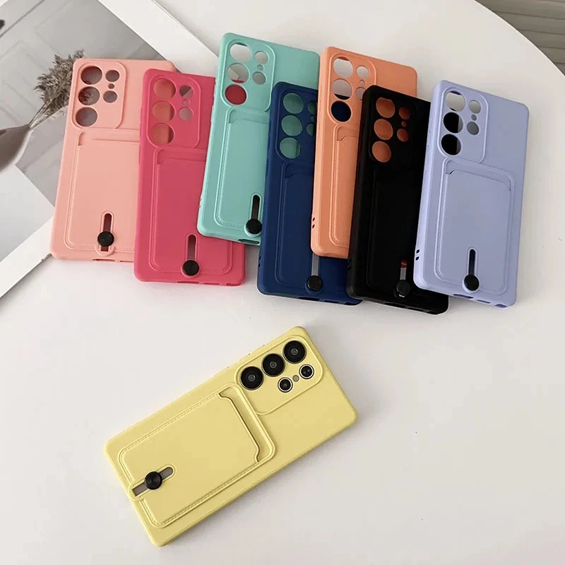 Clear Phone Case With Card Holder For Samsung Galaxy Models_voghion.com