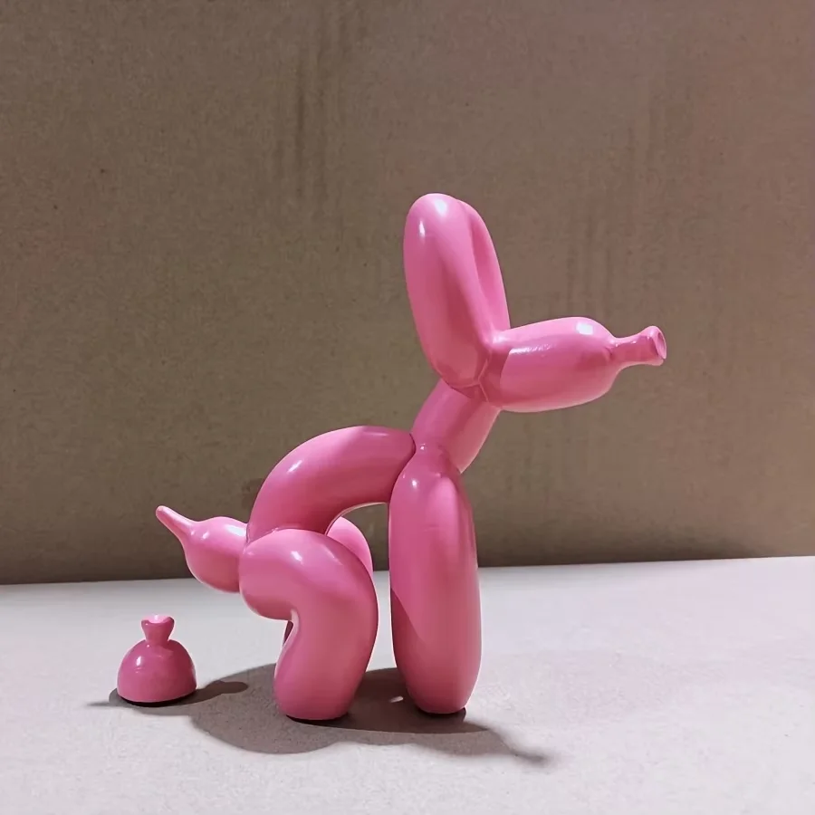 Modern Art Squat Balloon Dog Animal Decorative Statue Suitable for Interior Living Room Farmhouse Bedroom Office Cabinet Wood