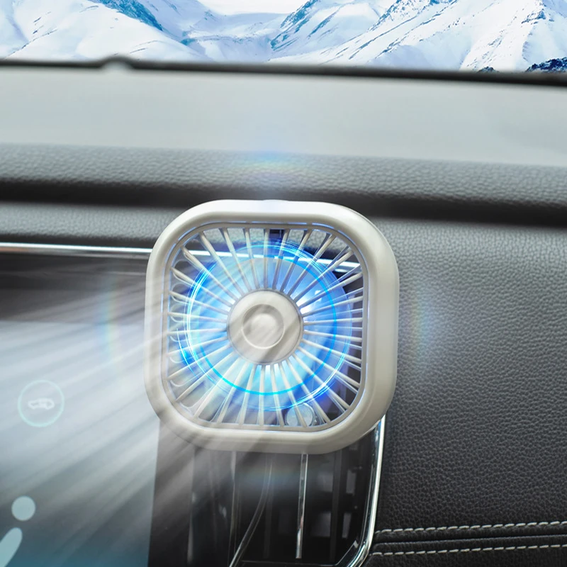 Car Mounted Small Fan USB Small Electric Fan for Car Air Outlet Gale Cool Colorful Light Automotive Supplies 1 PC electric fan car fan