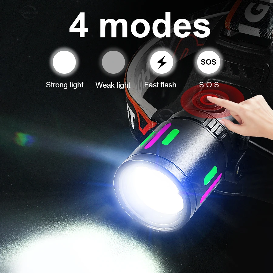 900000LM LED 헤드 손전등 강력한 헤드램프 전면 조명 Type-C 충전식 전문 헤드 랜턴 낚시 캠핑용
