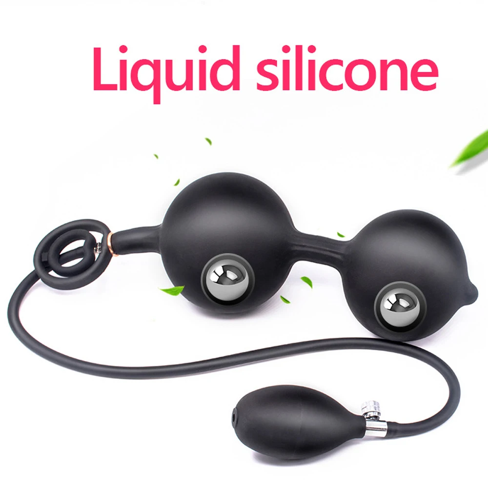 Big Inflate Anal Plug Dildo with Steel Ball Sex Toy
