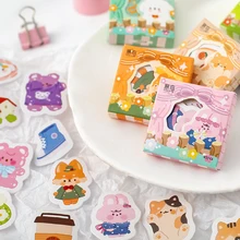 

Colorful Forest Animals Material Sticky Stickers Aesthetic Phone Diary Scrapbook for Notebooks Stationery Supply Packing 45PCS