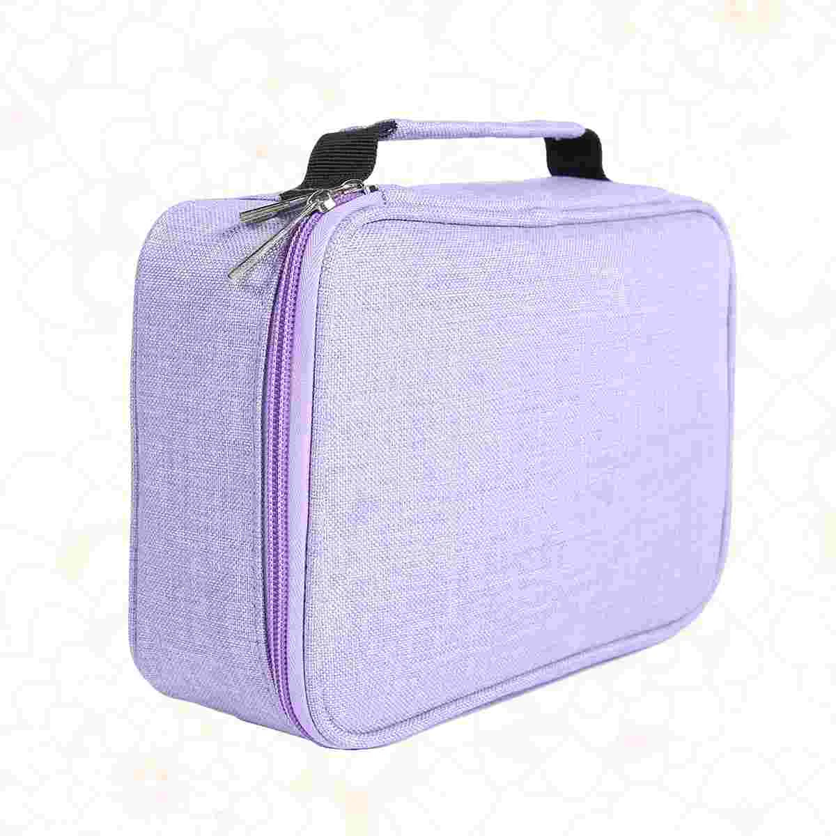 

72 Holes Pencil Case Solid Color Square Sketch Lead Coloring Pencil-Box Pencil Bag High Capacity Supplies (Purple)