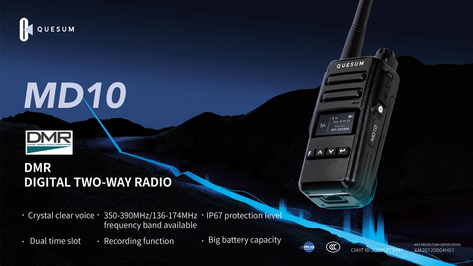 Quansheng-デジタルトランシーバー、Quesum md10 dmr、uhf 400