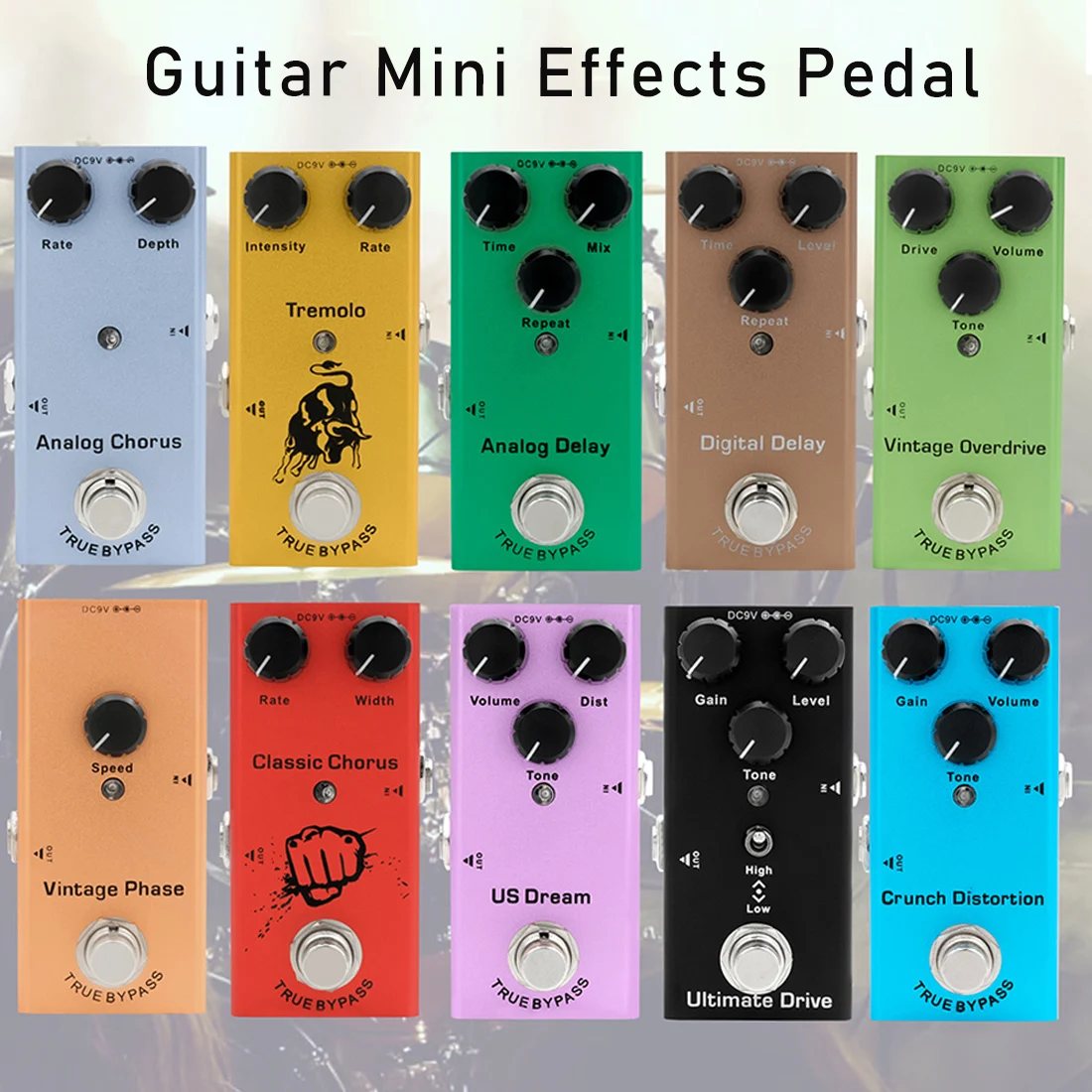 

Mini Eectric Guitar Effects Distortion Crunch/Distortion/US Dream/Classic Chorus/Vintage Overdrive//Vintage Phase Guitar Parts